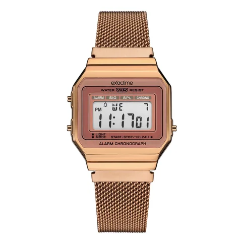 Reloj Digital Exactime Acero Cobre Mesh - 7C700-3