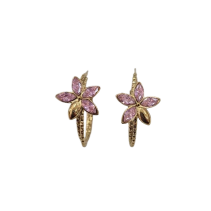 pendientes de aro diseno floral joyeria en acero inoxidable